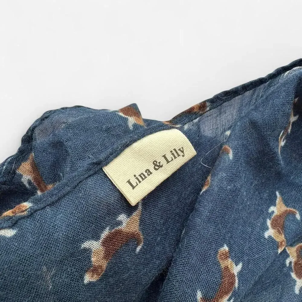 Lina & Lily navy dachshund scarf